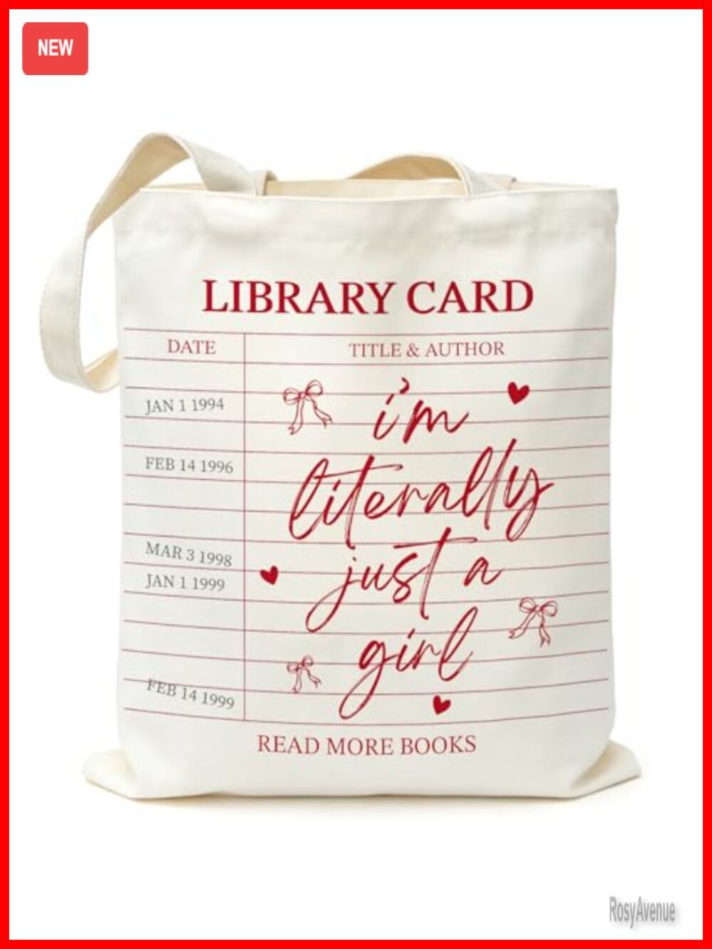 Canvas Tote Bag Library Card Book Lover Shoulder Tote Foldable Lightweight